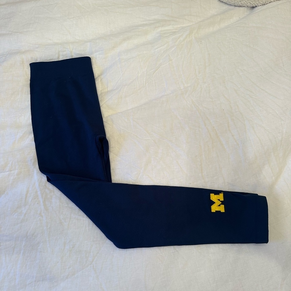 Michigan Logo Navy Fleece Lined Leggings S/M